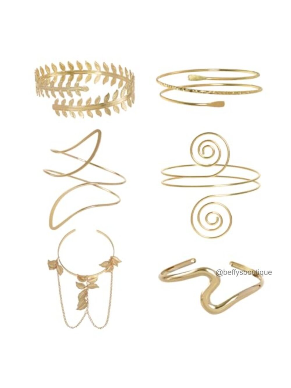 6pc Adjustable Arm Cuff Bracelet Set Gold Alloy Open Bangle Festival